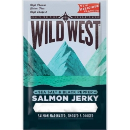 Wild West Salmon Jerky - saumon séchée recette sel et poivre - 30 Gr Wild West Salmon Jerky - saumon séchée recette sel et poivre - 30 Gr
