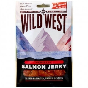 Wild West Salmon Jerky - saumon séchée recette chilli - 30 Gr Wild West Salmon Jerky - saumon séchée recette chilli - 30 Gr