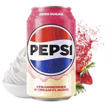 Pepsi Zero Sugar Strawberry & Cream 330 ml Pepsi Zero Sugar Strawberry & Cream 330 ml