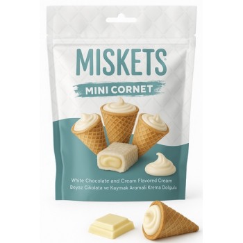 Misket White Chocolate and Cream Cornet 50 Gr Misket White Chocolate and Cream Cornet 50 Gr