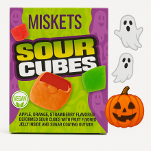 Misket Sour Cubes Apple, Orange & Strawberry 50 Gr