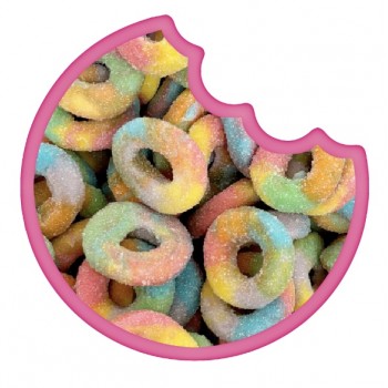 Anneaux Arc-en-ciel acidul&eacute;s 100 Gr