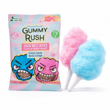 Gummy Rush Cotton Candy Sour Belts Bites 60 Gr