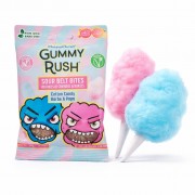 Gummy Rush Cotton Candy Sour Belts Bites 60 Gr