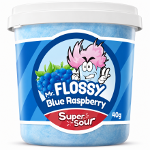 Mr Flossy Barbe &agrave; papa Acidul&eacute;e Framboise Bleue 40 Gr