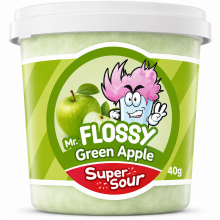 Mr Flossy Barbe &agrave; papa Acidul&eacute;e Pomme Verte 40 Gr