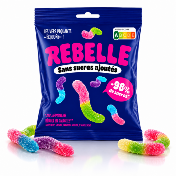 Rebelle Bonbons Worms acidul&eacute;s 50 Gr