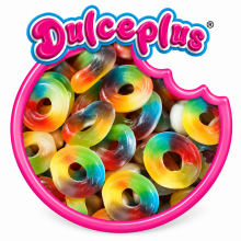 Anneaux Arc-en-ciel gel&eacute;s Dulceplus 100 Gr